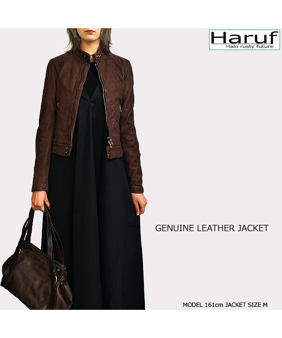 ハルフ Haruf レザージャケット ライダースジャケット レディース 本革 革ジャン シングルライダース レザーコート 皮ジャン 革ジャケット 秋冬 KP400