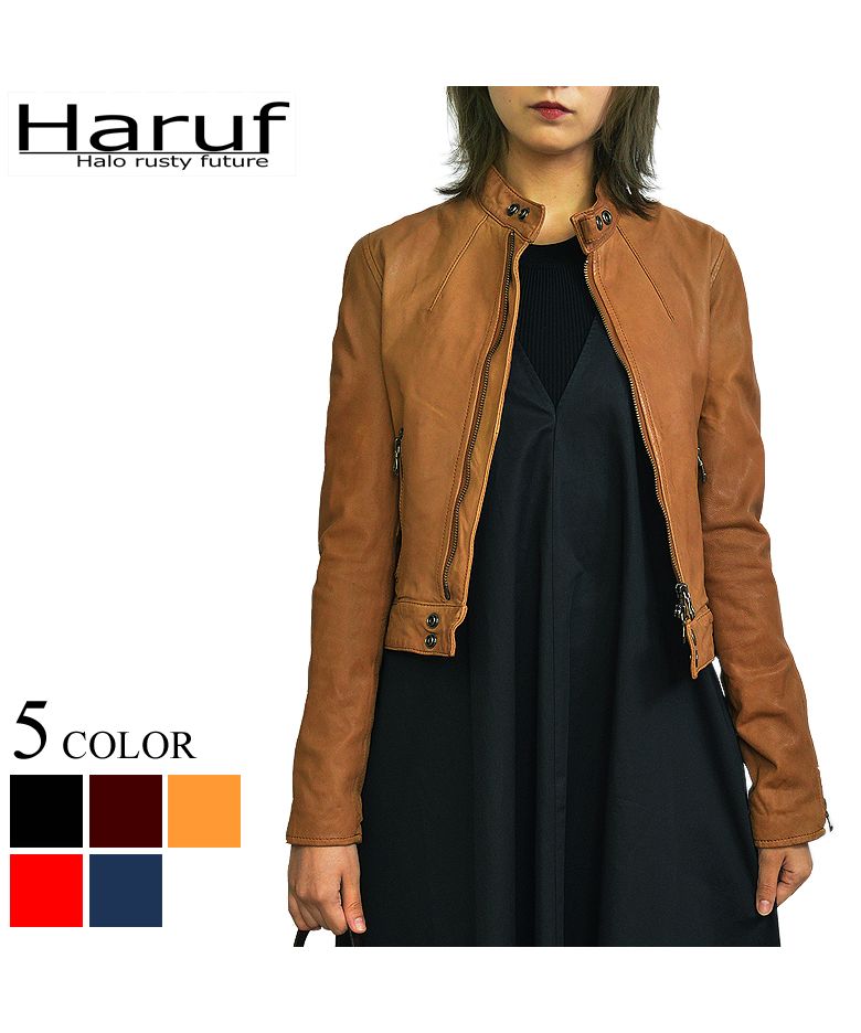 Haruf Leather Jacket Riders Jacket for Women Genuine Leather Leather Rider Single Riders Leather Coat Leather Jacket Autumn Winter KP400