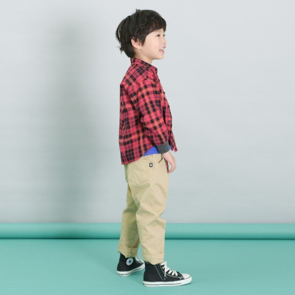 ケーピー KP KPBOY 先染めチェック長袖シャツ(90～150) （紺） 紺