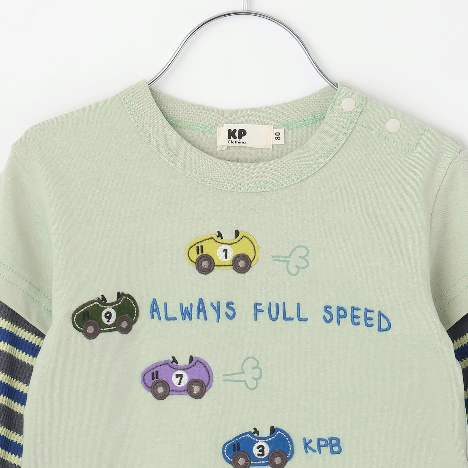 ケーピー KP 車アップリケ レイヤード風長袖Tシャツ （オレンジ） オレンジ
