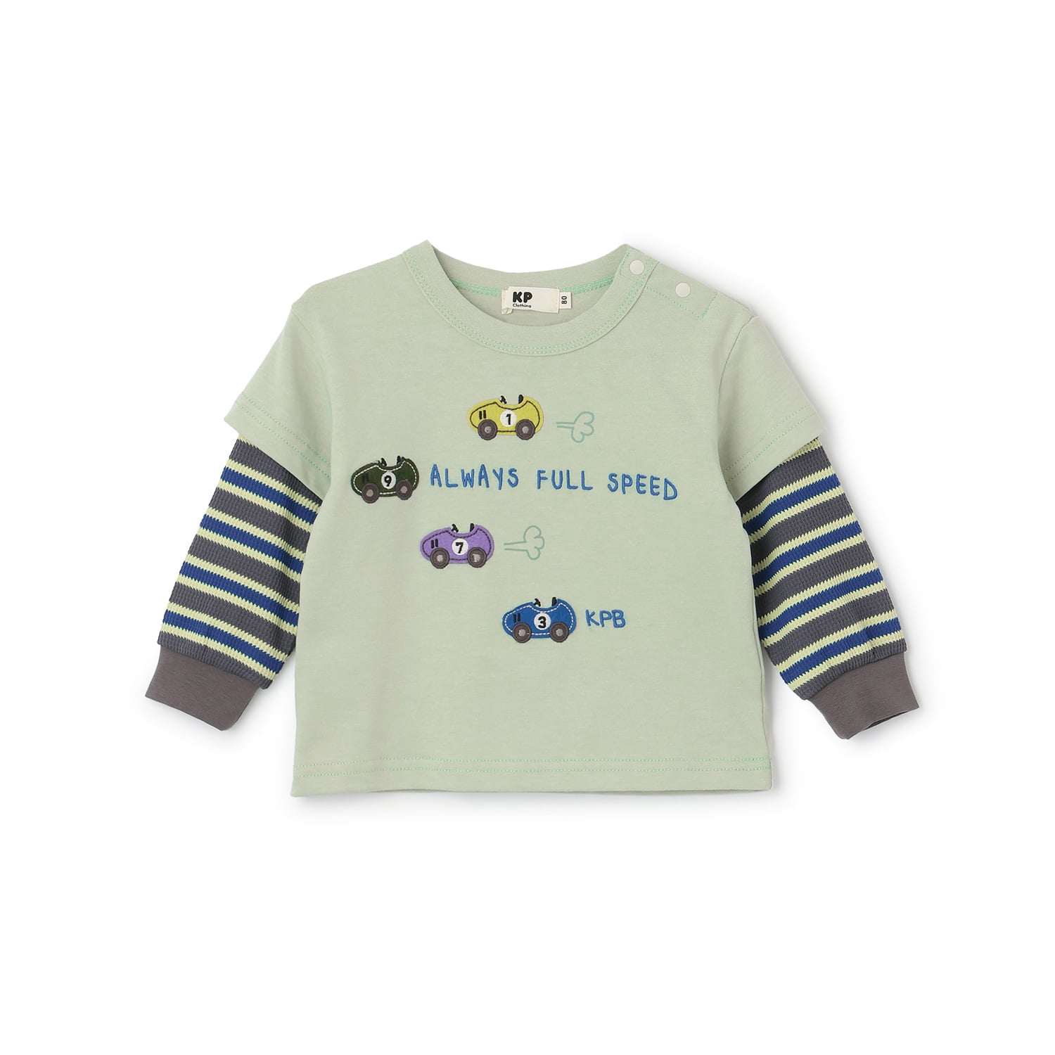 ケーピー KP 車アップリケ レイヤード風長袖Tシャツ （オレンジ） オレンジ