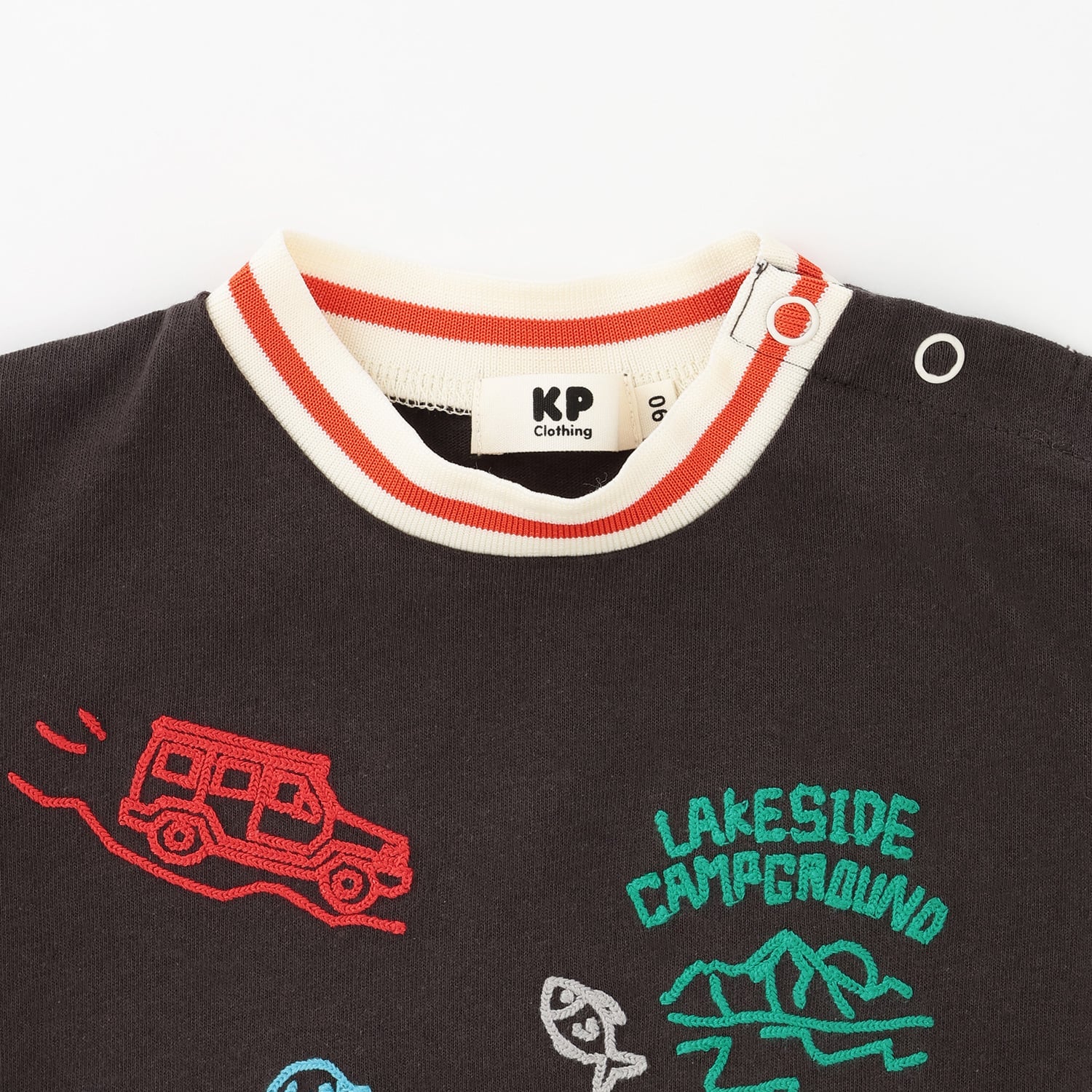 ケーピー KP ハンド刺しゅう風 半袖Tシャツ （黒） 黒