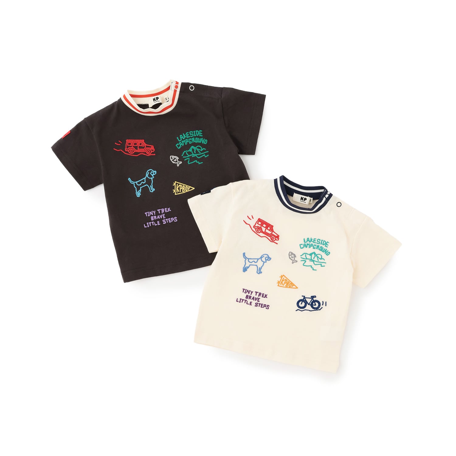 ケーピー KP ハンド刺しゅう風 半袖Tシャツ （黒） 黒