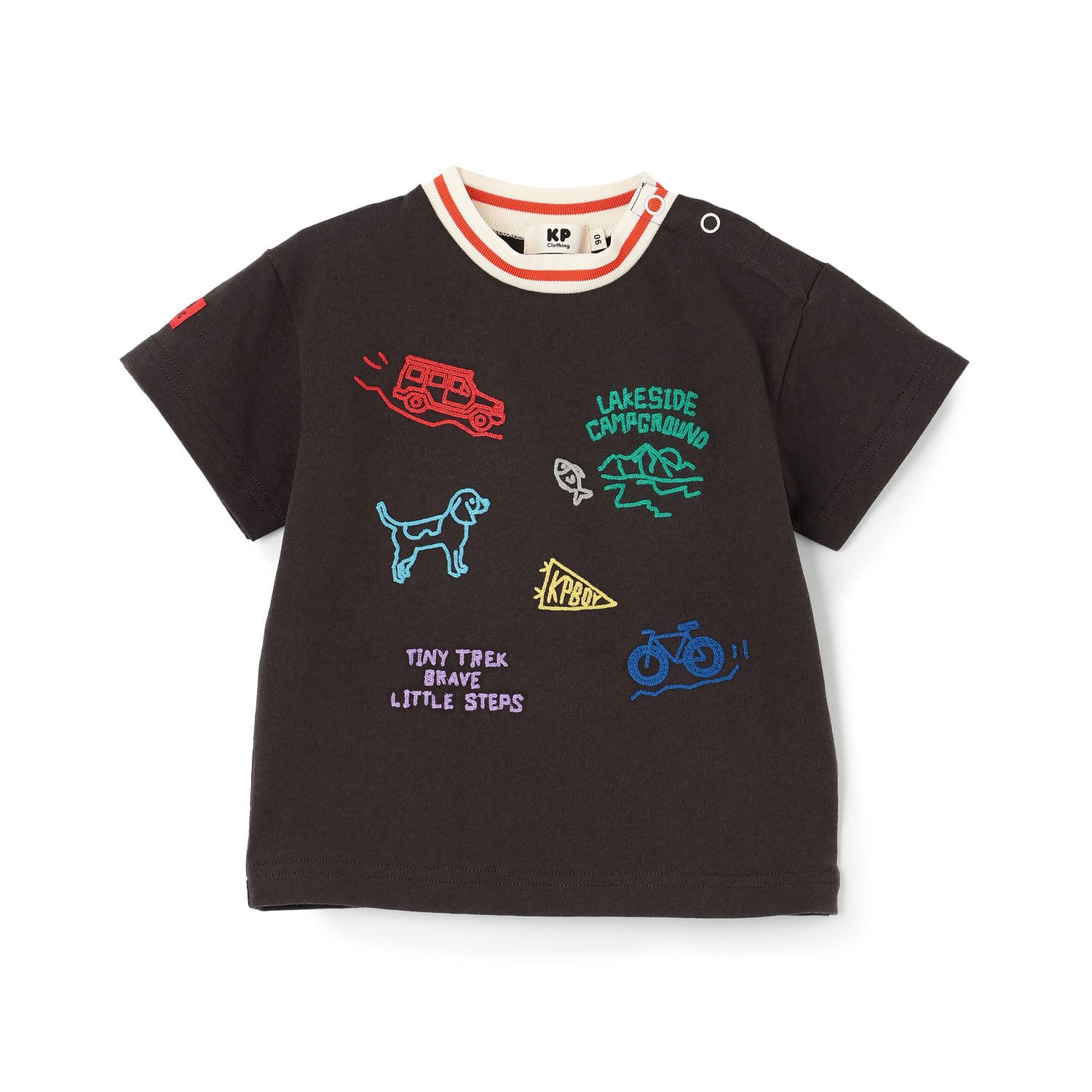 ケーピー KP ハンド刺しゅう風 半袖Tシャツ （黒） 黒
