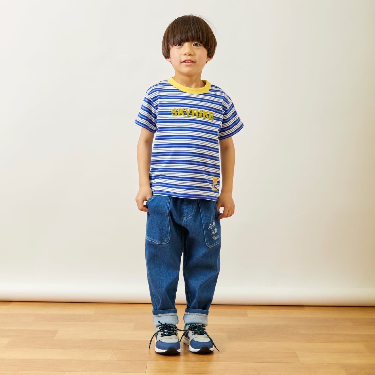 ケーピー KP マルチボーダー半袖Tシャツ （紺） 紺