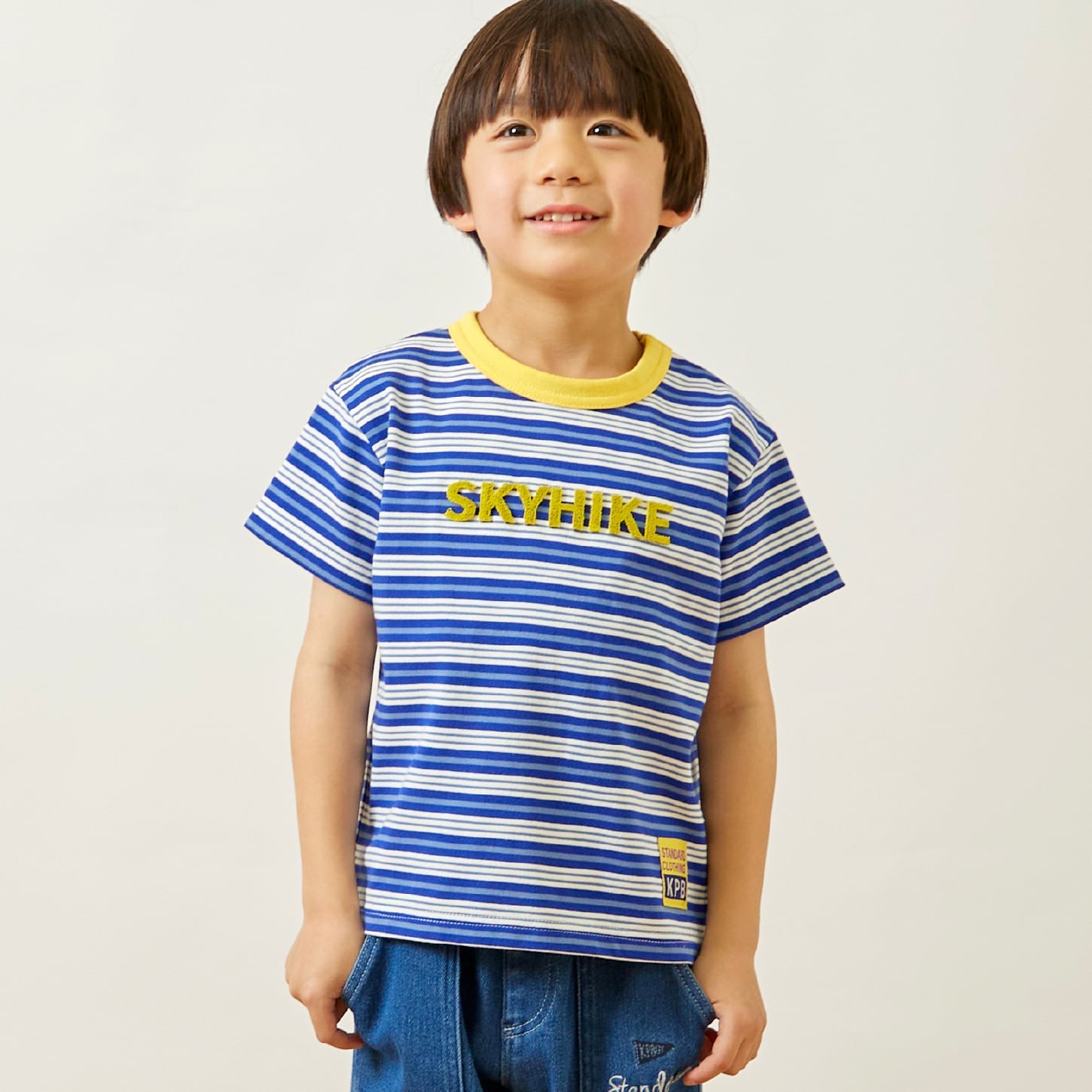 ケーピー KP マルチボーダー半袖Tシャツ （紺） 紺