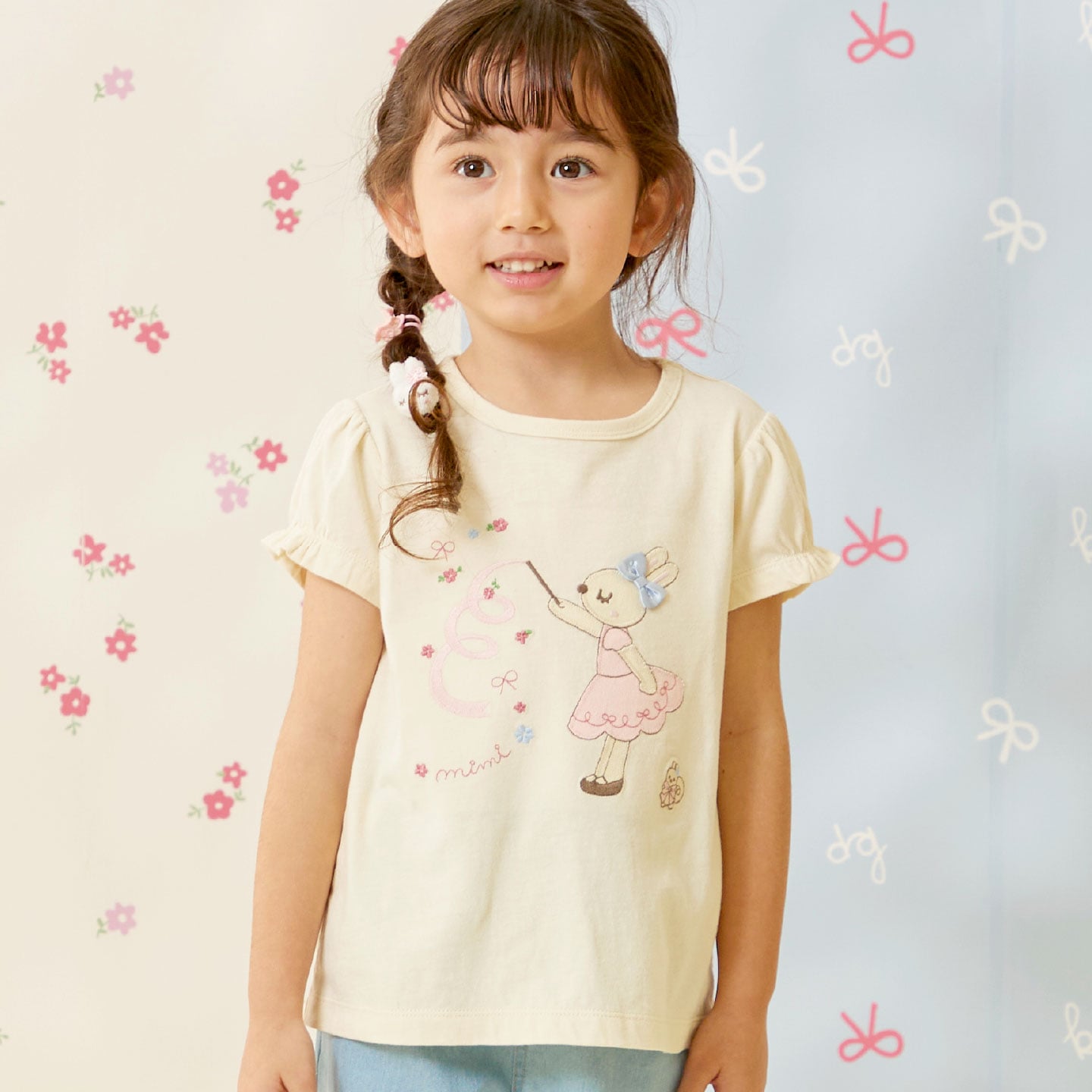 ケーピー KP mimiちゃん アップリケ Tシャツ （生成） 生成