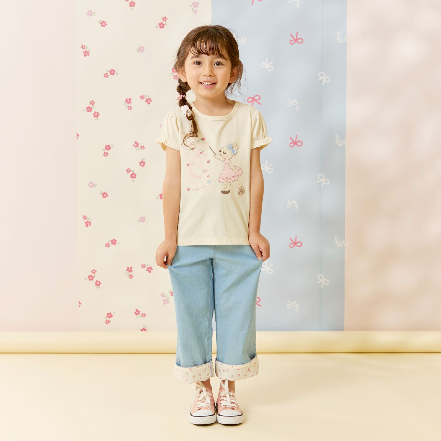 ケーピー KP mimiちゃん アップリケ Tシャツ （生成） 生成