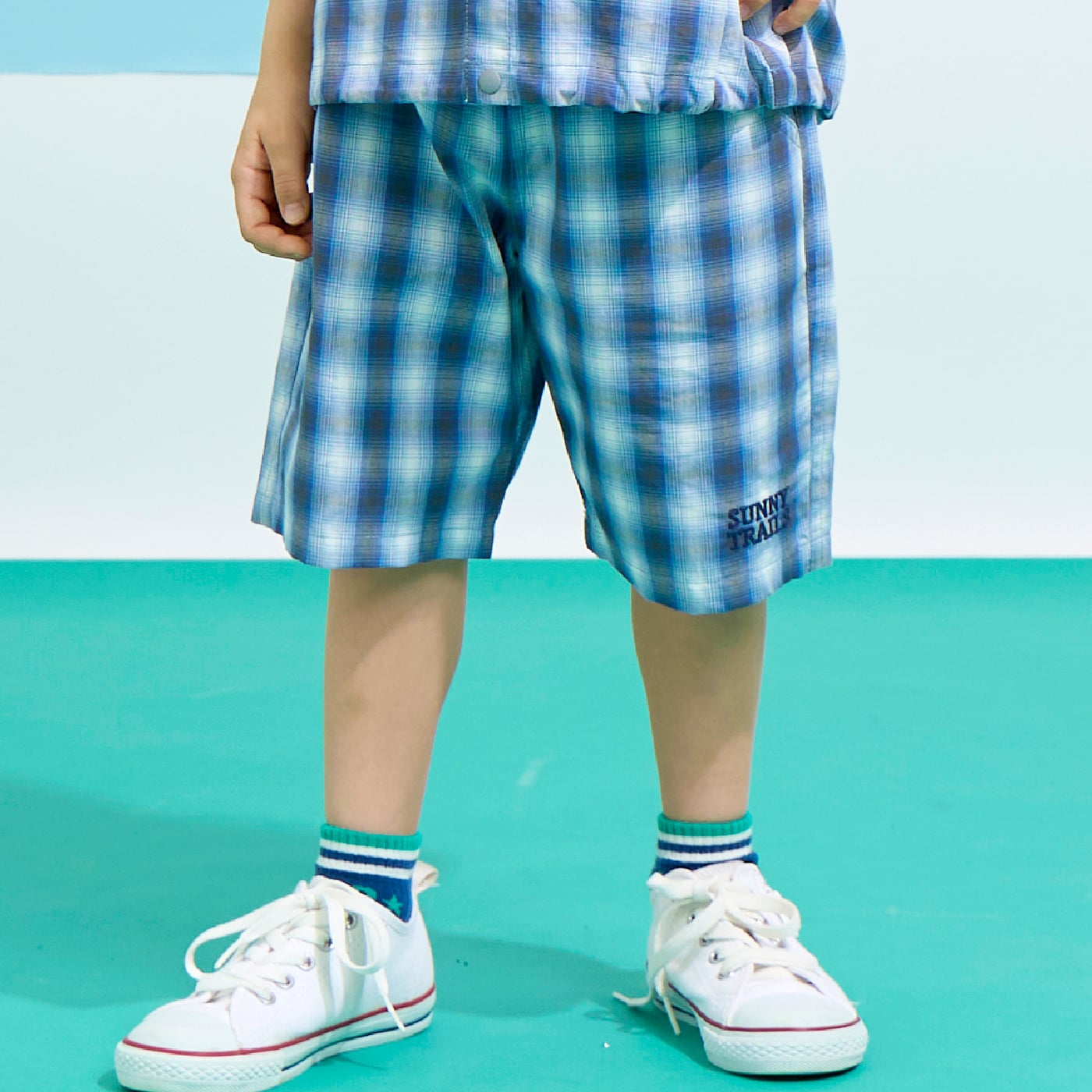 ケーピー KP オンブレチェック ハーフパンツ （カーキ） カーキ