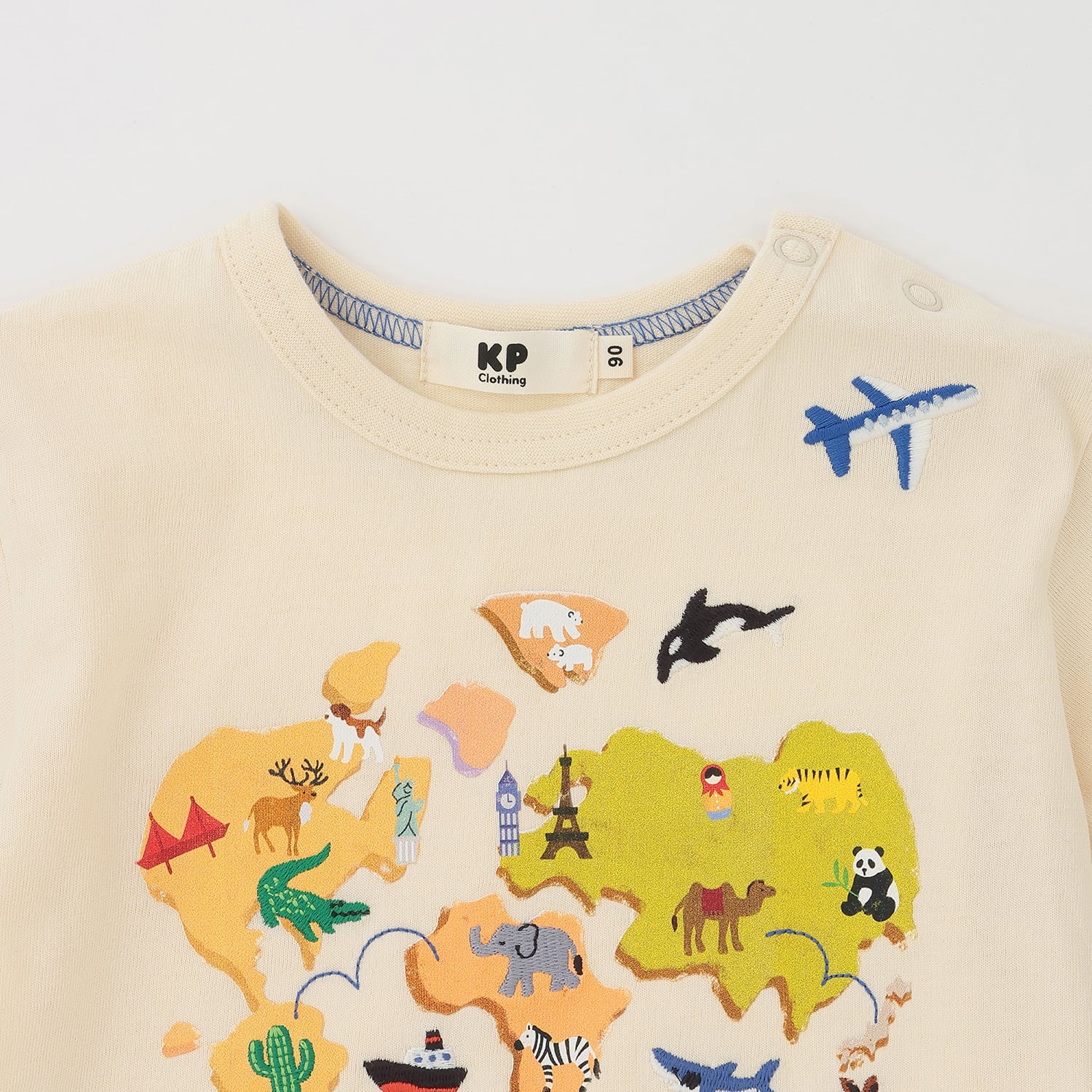ケーピー KP 世界地図モチーフ Tシャツ （ブルー） ブルー