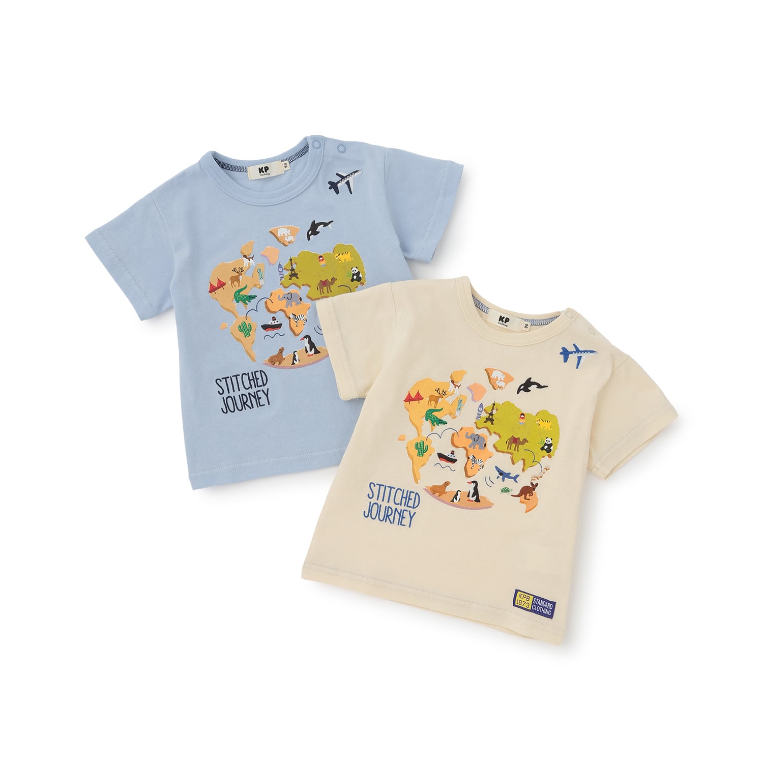ケーピー KP 世界地図モチーフ Tシャツ （ブルー） ブルー