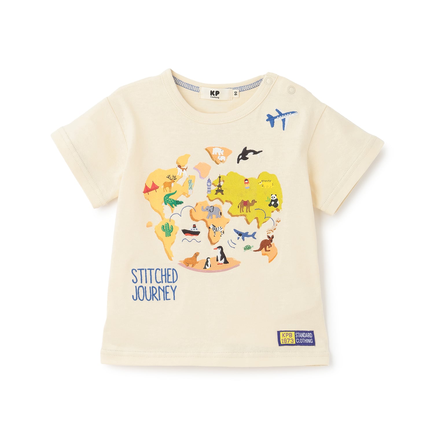 ケーピー KP 世界地図モチーフ Tシャツ （ブルー） ブルー