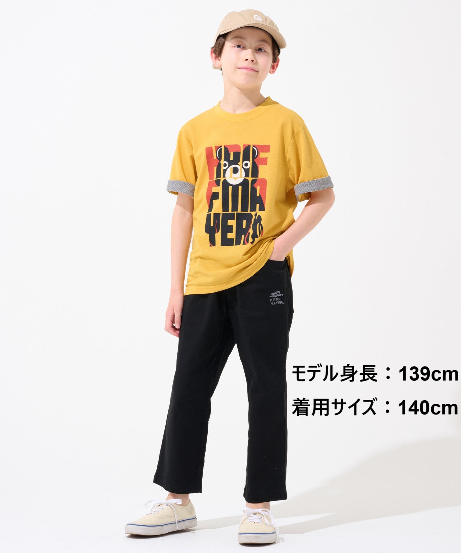 クリフ メイヤー KRIFF MAYER さらっと袖ペロT（マーくん） （MUSTARD） MUSTARD
