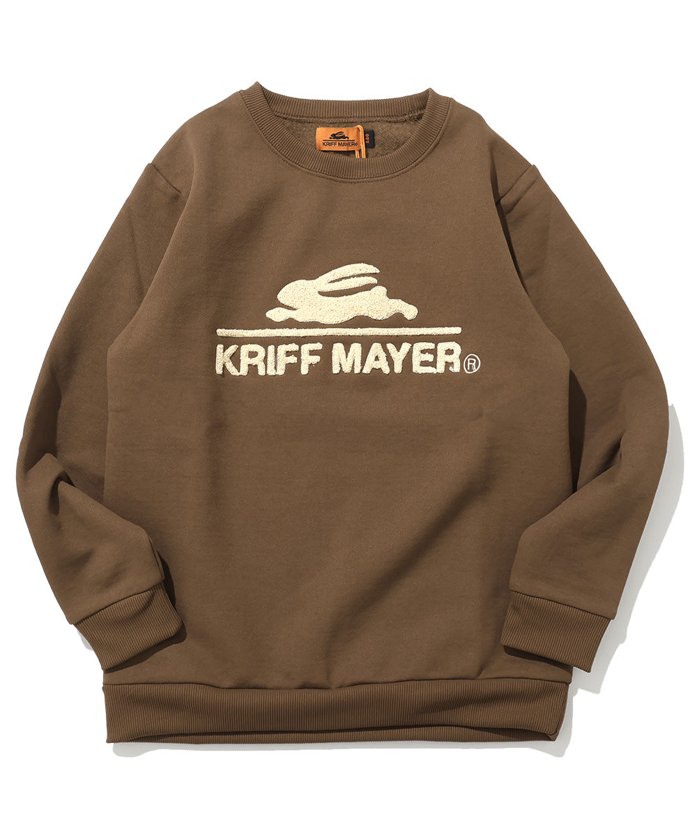 クリフ メイヤー KRIFF MAYER サガラ刺繍裏起毛クルー(ロゴ) （BROWN） BROWN