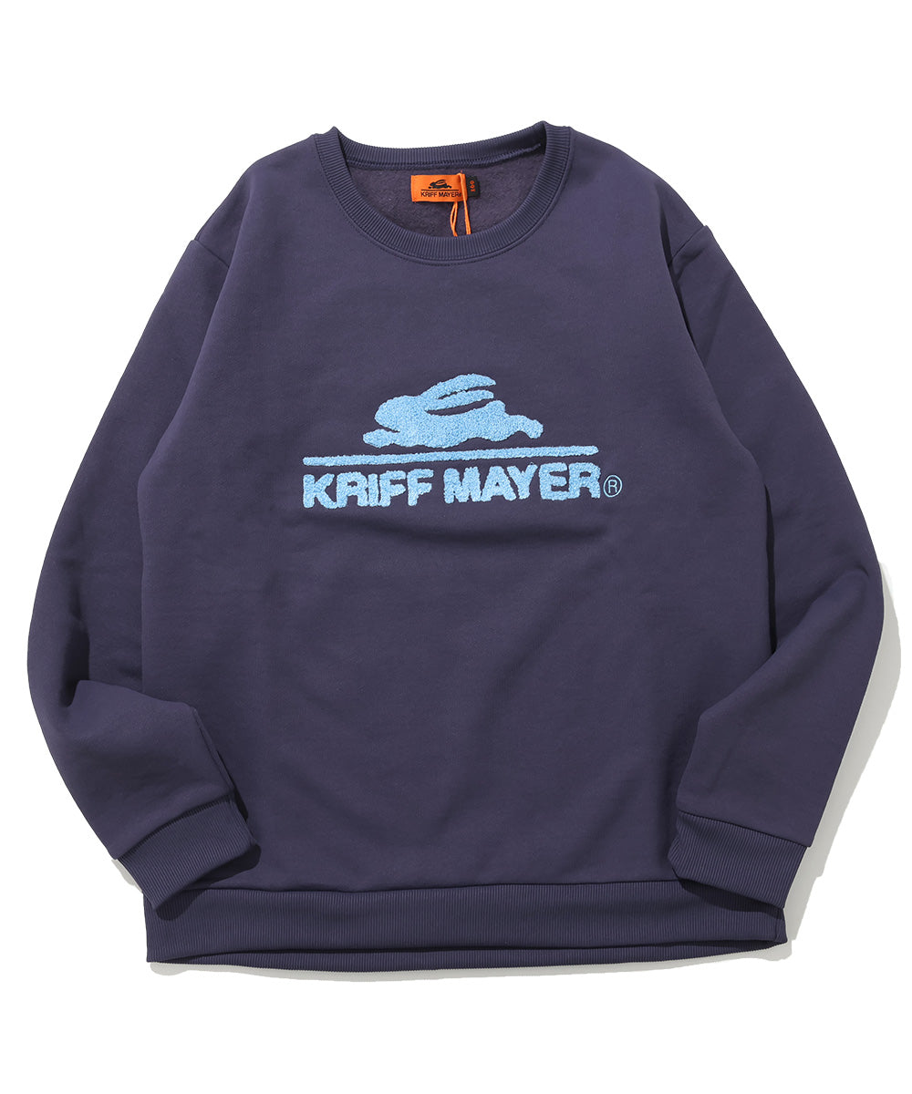 クリフ メイヤー KRIFF MAYER サガラ刺繍裏起毛クルー(ロゴ) （PURPLE） PURPLE