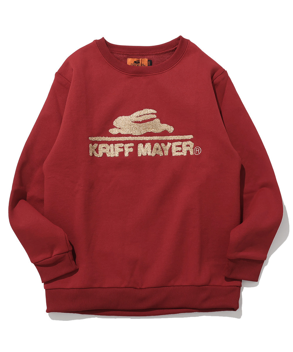 クリフ メイヤー KRIFF MAYER サガラ刺繍裏起毛クルー(ロゴ) （RED） RED