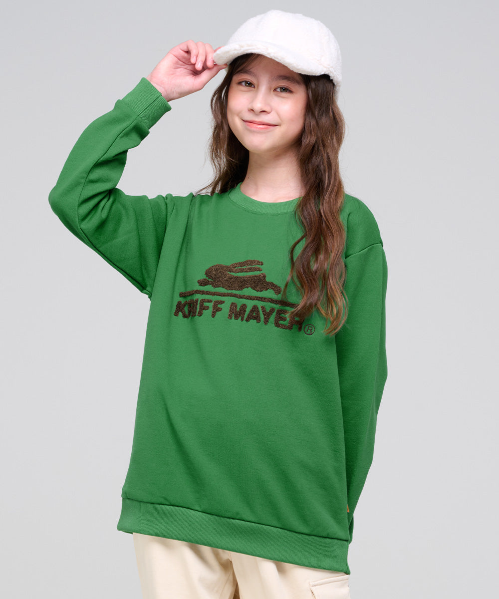 クリフ メイヤー KRIFF MAYER サガラ刺繍裏起毛クルー(ロゴ) （GREEN） GREEN