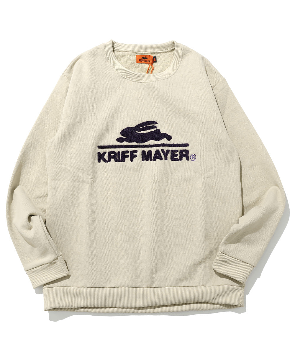 クリフ メイヤー KRIFF MAYER サガラ刺繍裏起毛クルー(ロゴ) （BEIGE） BEIGE