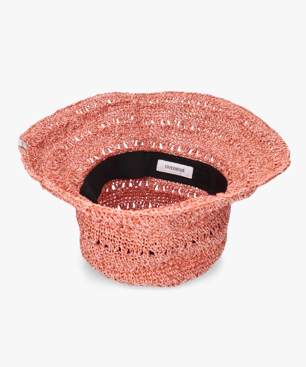オーバーライド OVERRIDE OVERRIDE  W PAPER CROCHET SUN HAT / オーバーライド （PINK (15)） PINK (15)