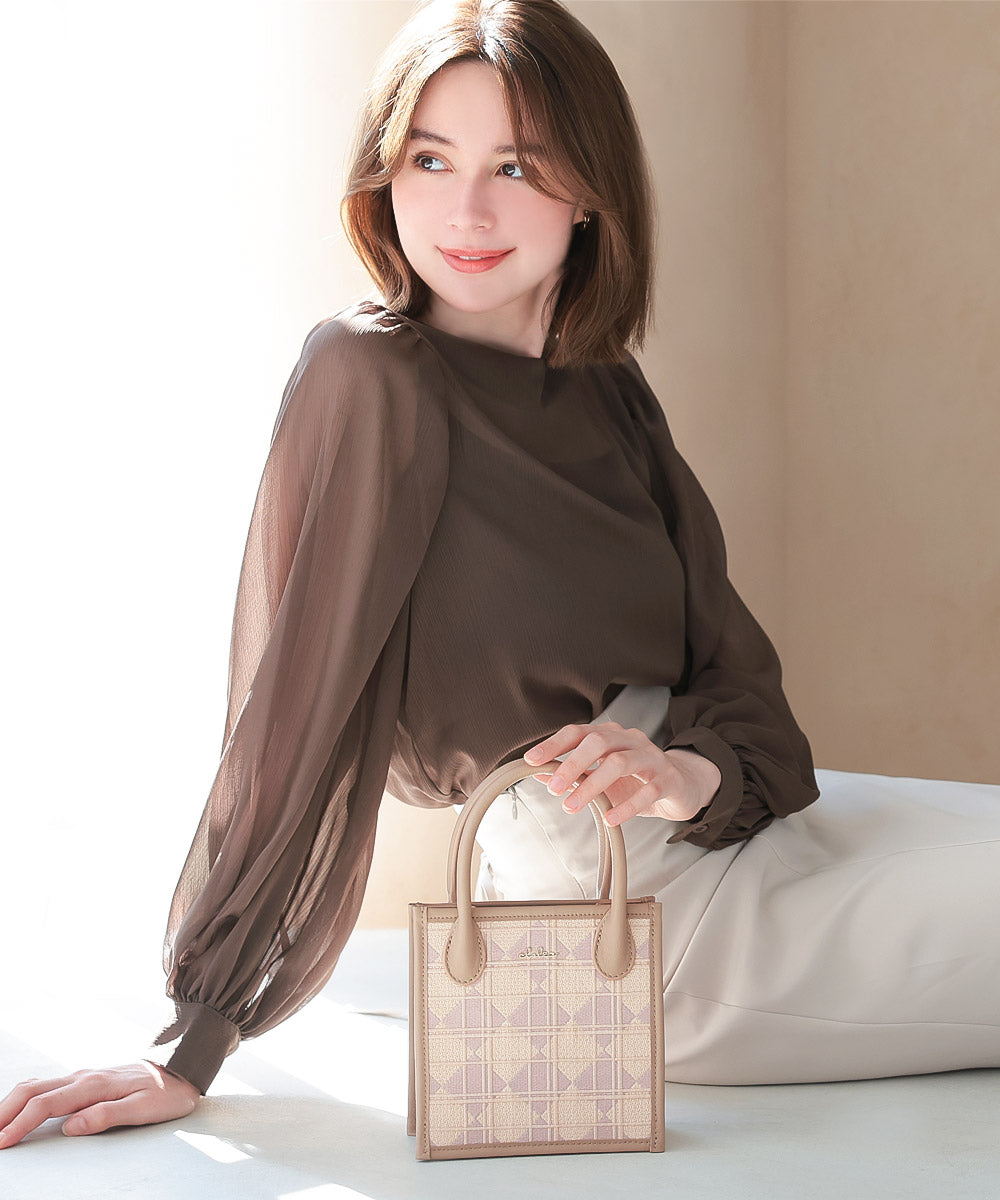 クレリア Clelia ミニバッグ ハンドバッグ レディース シンプル 綿 本革 レザー 大人 かわいい おしゃれ 綺麗 Clelia クレリア クロレ CLー21240 （ドゥ・ピンクローズ） ドゥ・ピンクローズ