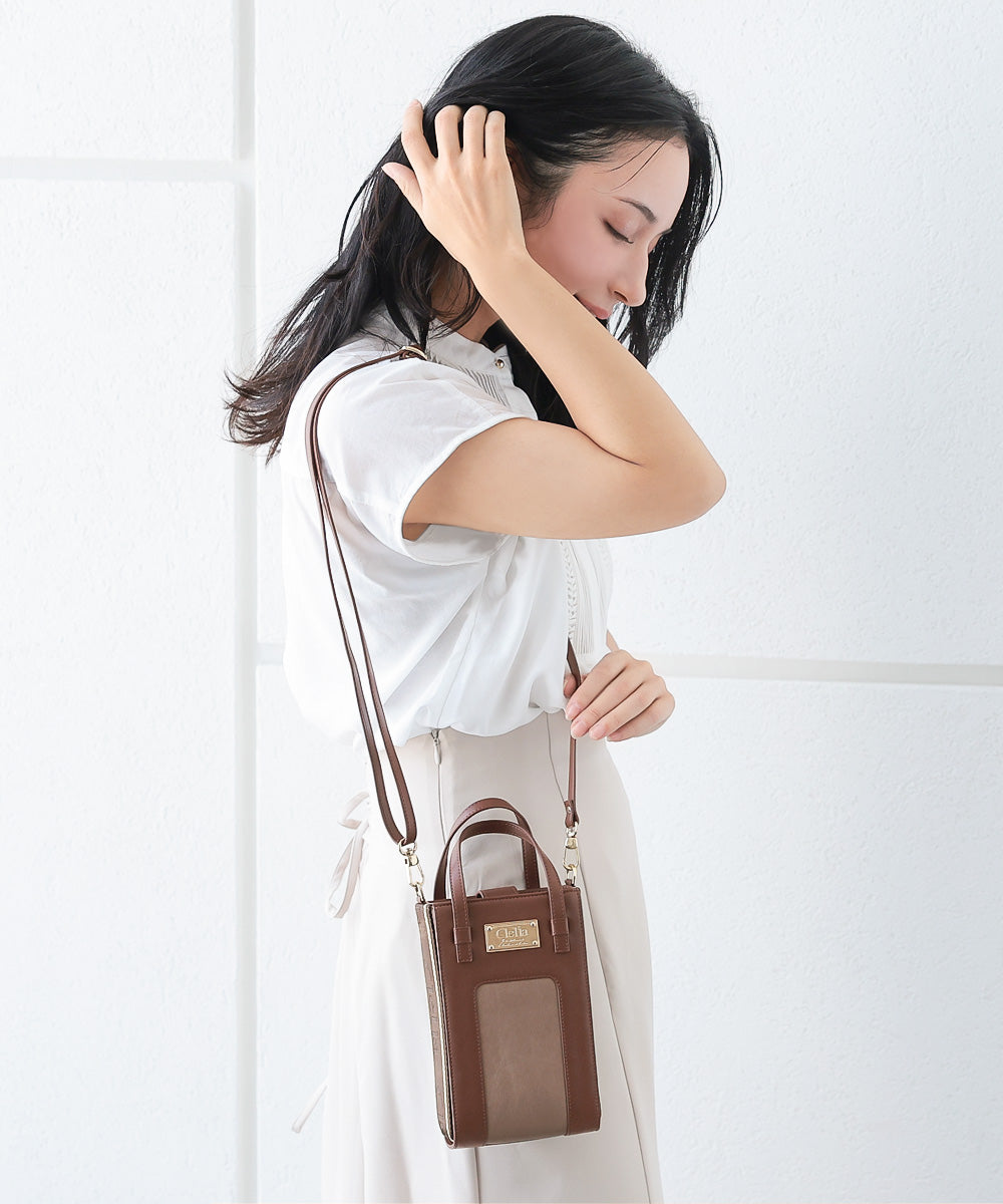 クレリア Clelia スマホショルダーバッグ スマホポーチ レディース 縦型 全機種対応 実用的 かわいい 大人 おしゃれ 紐  ポーチ マグネット 女性用 CLー25805 （ソフトマルーン） ソフトマルーン