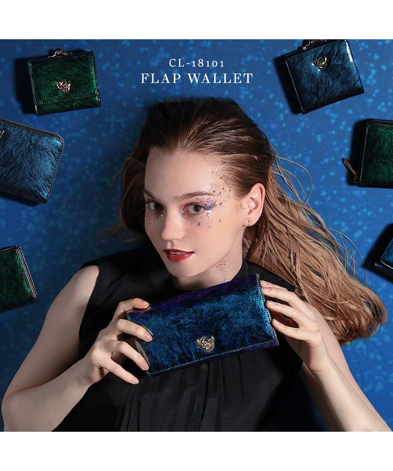 クレリア Clelia 財布 長財布 レディース 色が変わる おしゃれ 大容量 フラップ エナメル 光沢 艶 Clelia クレリア cambiare カンビアーレ CLー18101