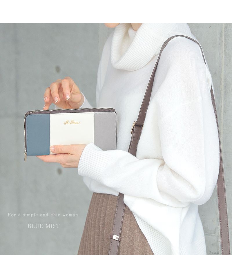 クレリア Clelia 財布 長財布 レディース ラウンドファスナー 薄型 大容量 小銭入れ トリコロール 大人可愛い Clelia クレリア リベルテ cleliaー17047
