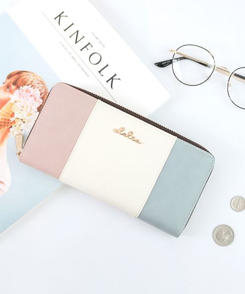 クレリア Clelia 財布 長財布 レディース ラウンドファスナー 薄型 大容量 小銭入れ トリコロール 大人可愛い Clelia クレリア リベルテ cleliaー17047