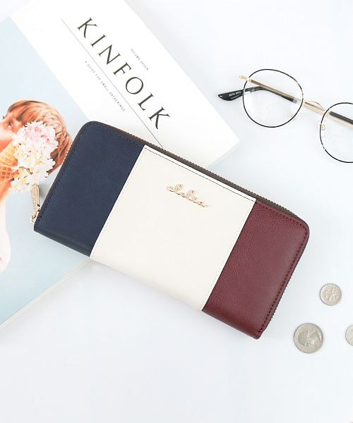 クレリア Clelia 財布 長財布 レディース ラウンドファスナー 薄型 大容量 小銭入れ トリコロール 大人可愛い Clelia クレリア リベルテ cleliaー17047 （ロイヤルマリン） ロイヤルマリン
