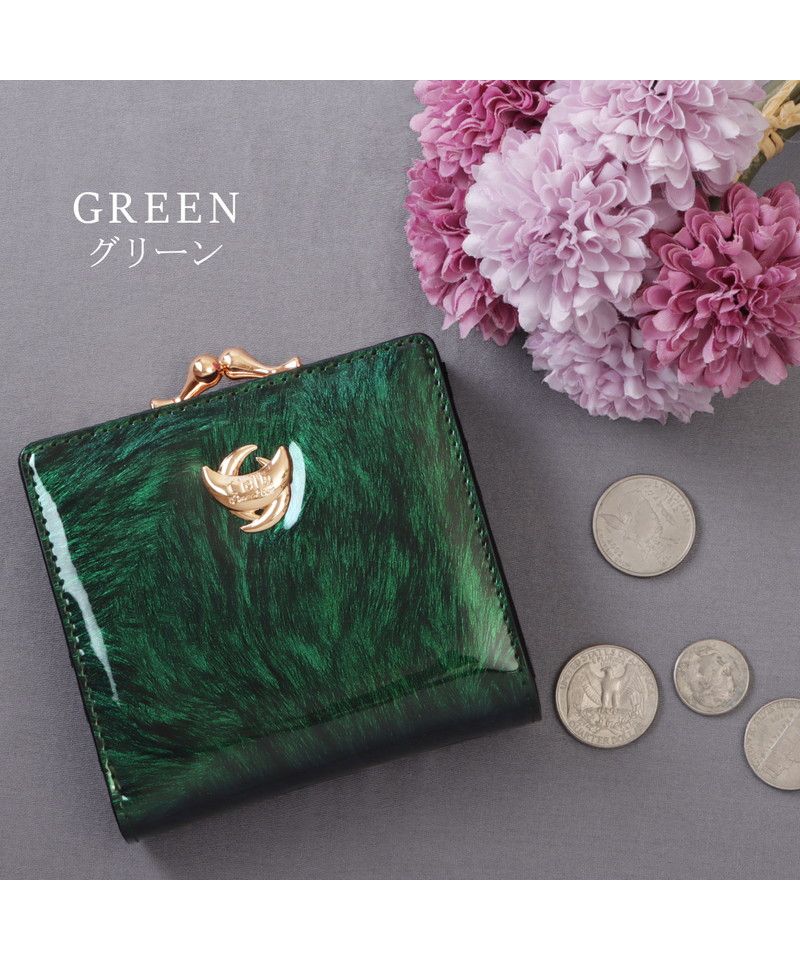 クレリア Clelia 財布 折り財布 二つ折り財布 ウォレット がま口 がま口財布 コンパクト Clelia クレリア cambiare カンビアーレシリーズ レディース 女性用 ブ （グリーン） グリーン