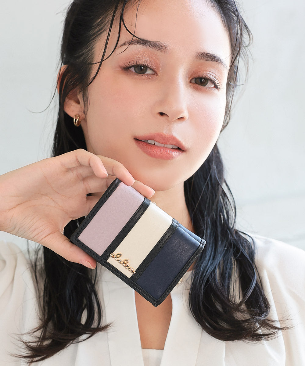 クレリア Clelia 折財布 ミニ財布 三つ折り財布 ミニウォレットブランド 大人かわいい ストライプ カラフル レディース Clelia クレリア Bellezza CLー1131,ラベンダー