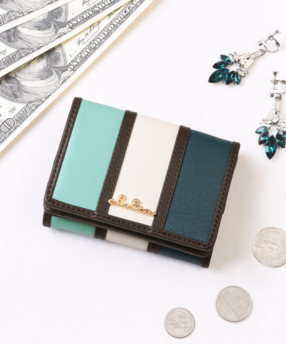 クレリア Clelia 折財布 ミニ財布 三つ折り財布 ミニウォレットブランド 大人かわいい ストライプ カラフル レディース Clelia クレリア Bellezza CLー1131