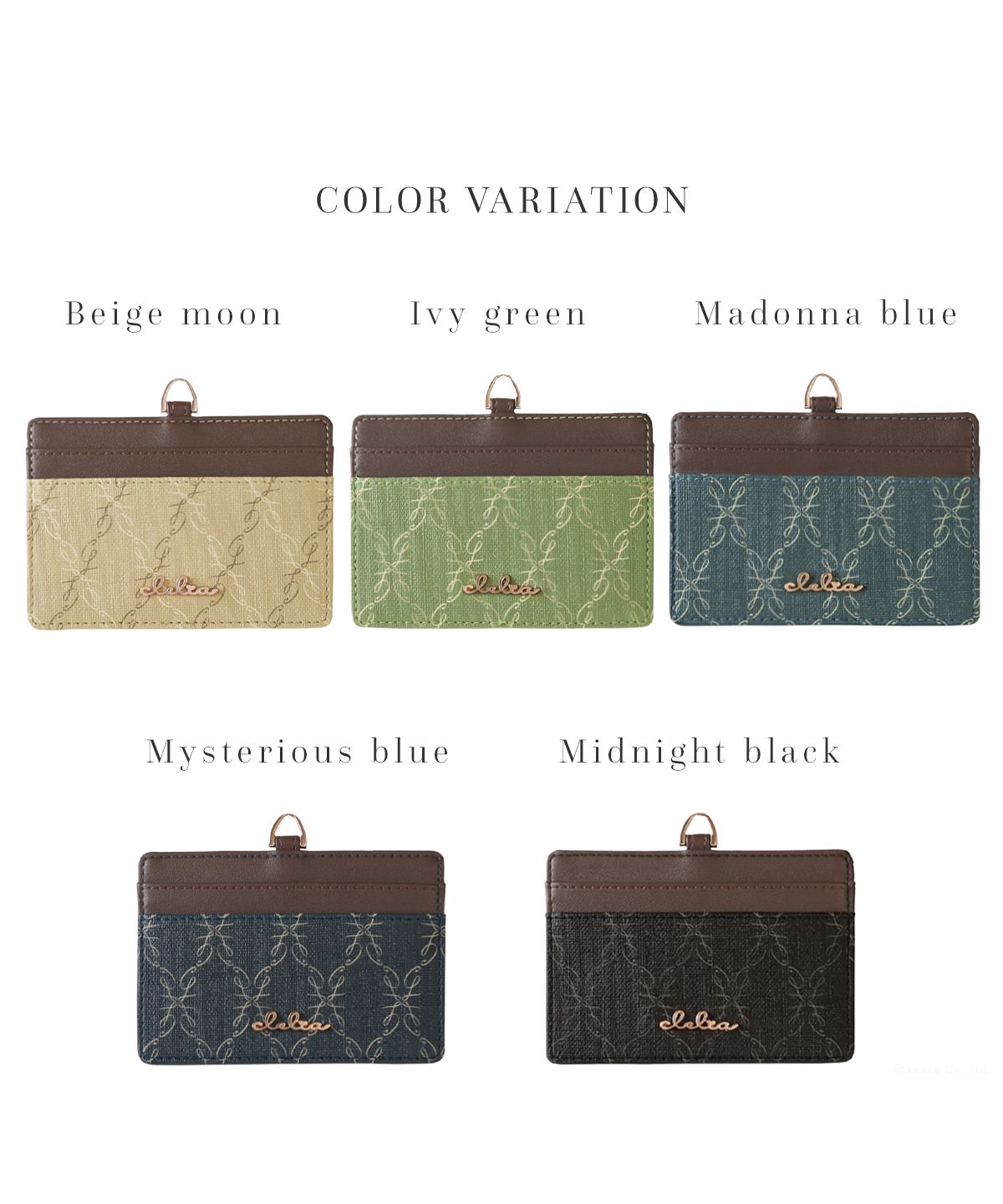 クレリア Clelia パスケース レディース リール付き 定期入れ IDカードホルダー薄型 ストラップ付 ブランド 人気 Clelia クレリア Belle ベェル CLー18031 （ミッドナイトブラック） ミッドナイトブラック
