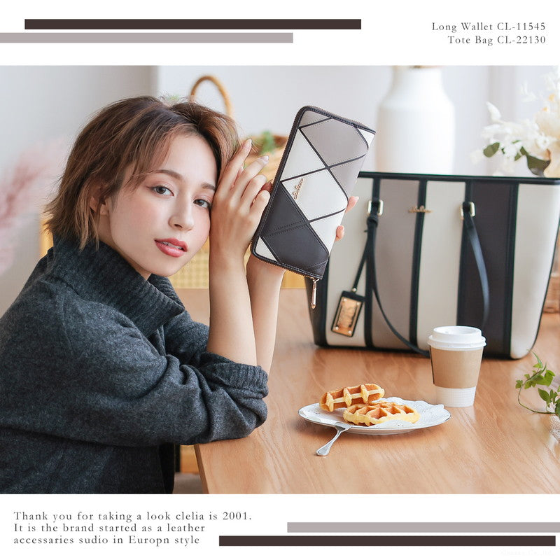 クレリア Clelia 財布 長財布 レディース ギャルソン 大容量 ラウンドファスナー ダイヤ柄 カラフル 大人可愛い ベレッサ cleliaー11545 （夜凪-よなぎ） 夜凪-よなぎ