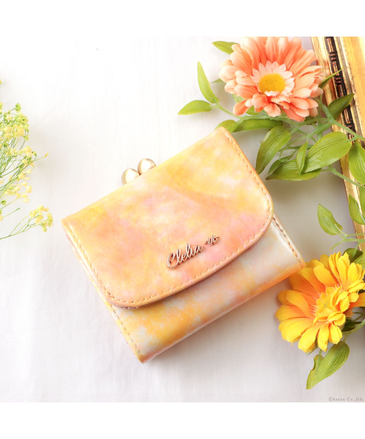 Clelia-u- Cleliaーuー Clelia-u- Clelia-u- Tri-fold Wallet Ladies Genuine Leather Enamel Art Leather Coin Purse Mini Made in Japan Bouquet Series CLU-805