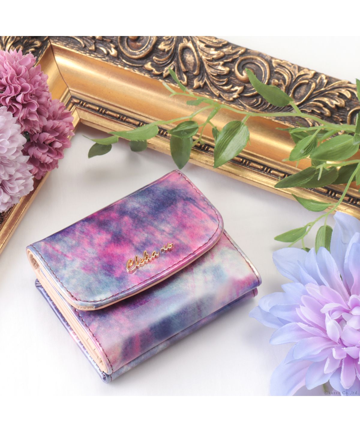Clelia-u- Cleliaーuー Clelia-u- Clelia-u- Tri-fold Wallet Ladies Genuine Leather Enamel Art Leather Coin Purse Mini Made in Japan Bouquet Series CLU-805