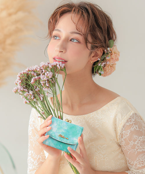 Clelia-u- Cleliaーuー Clelia-u- Clelia-u- Tri-fold Wallet Ladies Genuine Leather Enamel Art Leather Coin Purse Mini Made in Japan Bouquet Series CLU-805