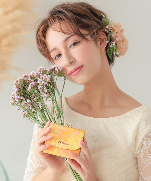 Clelia-u- Cleliaーuー Clelia-u- Clelia-u- Tri-fold Wallet Ladies Genuine Leather Enamel Art Leather Coin Purse Mini Made in Japan Bouquet Series CLU-805