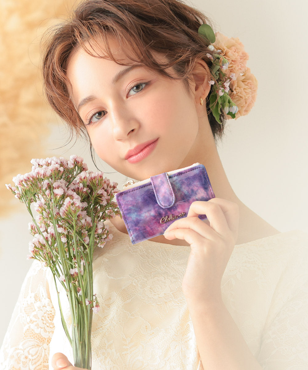 クレリアユー Clelia-u- Cleliaーuー クレリアユー キーケース レディース 本革 エナメル アートレザー カードポケット 小銭入れ 日本製 Bouquetシリーズ CLUー806 （プラム） プラム