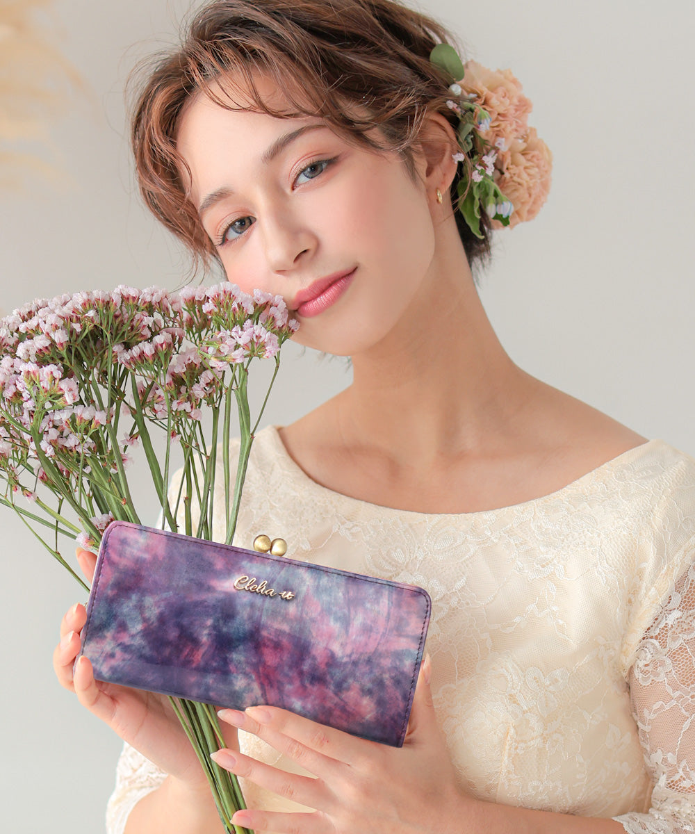 Clelia-u- Cleliaーuー Clelia-u- Coin Purse Wallet Ladies Long Wallet Genuine Leather Enamel Art Leather Made in Japan Bouquet Series CLU-804
