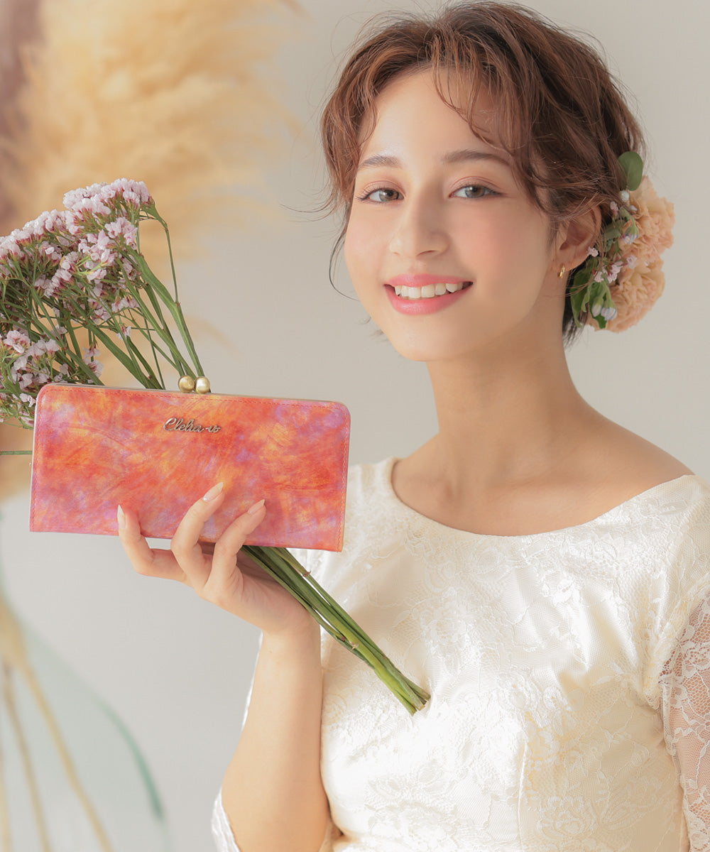 Clelia-u- Cleliaーuー Clelia-u- Coin Purse Wallet Ladies Long Wallet Genuine Leather Enamel Art Leather Made in Japan Bouquet Series CLU-804