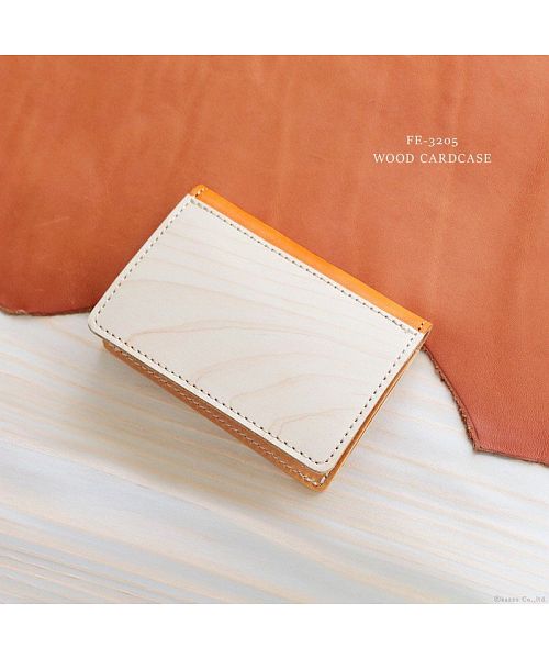 Fee feee Card Case Men’s Women’s Tochigi Leather Wood Sheet Stylish Business Card Holder FE-3205 For Men feee Fee Natural Wood Genuine Leather Wooden Hinoki Made in Japan