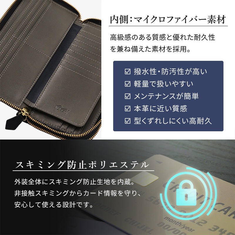 ガジル GAZIL 長財布 メンズ 本革 牛革 ダブルファスナー サフィアーノ レザー 大容量 2層 スキミング防止 カード ブランド GAZIL ガジル プレゼント ギフト GA-3705 （ブラック） ブラック