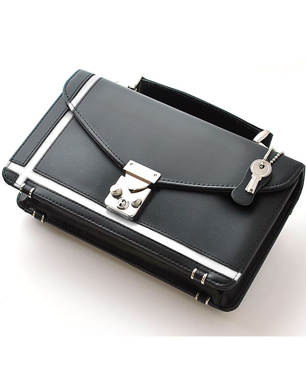 KAZZU SELECT Second Bag Men's Genuine Leather with Lock Cross Line Hor