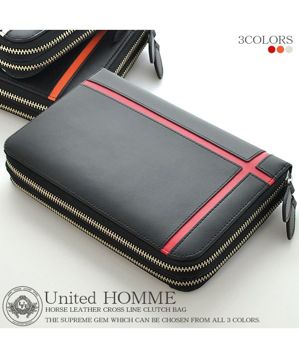 かずかず KAZZU SELECT Second Bag Clutch Bag Men's Cross Line Double Round Zippe