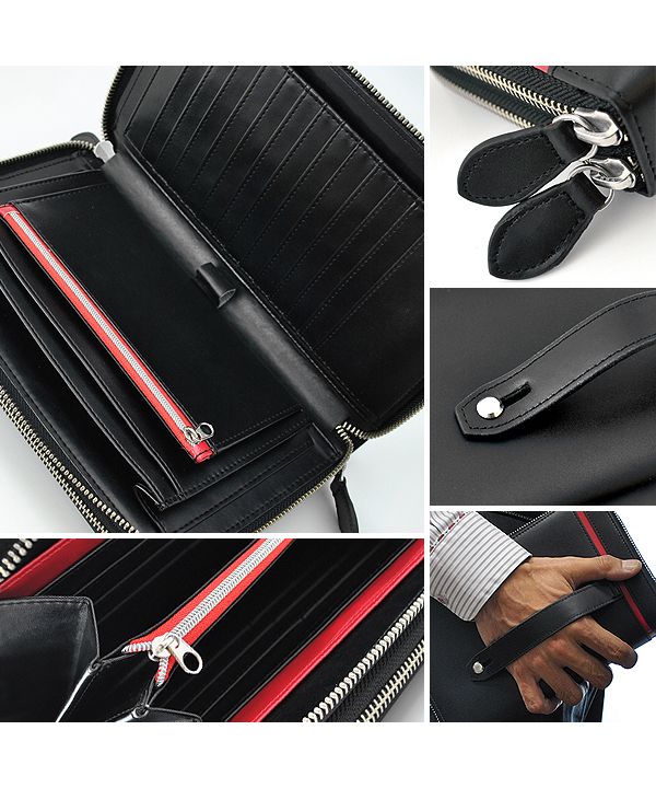 かずかず KAZZU SELECT Second Bag Clutch Bag Men's Cross Line Double Round Zippe