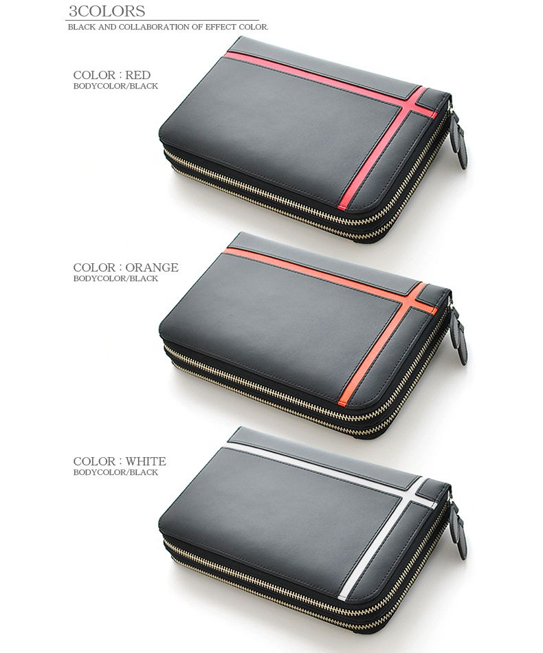 KAZZU SELECT Second Bag Clutch Bag Men's Cross Line Double Round Zippe
