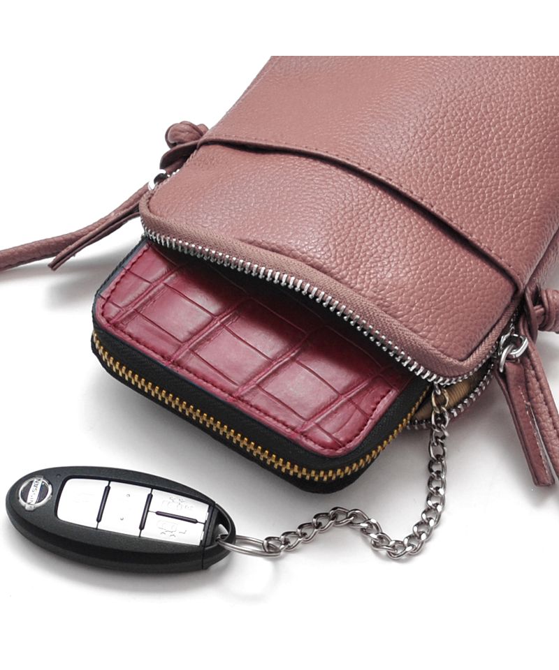 カッズセレクト KAZZU SELECT スマホショルダー サコッシュ スマホポーチ ミニショルダー レディース ユニセックス 本革 牛革 縦長 斜めがけ シンプル 薄型 MOMO モモ ANー7162 （グレイッシュブルー） グレイッシュブルー