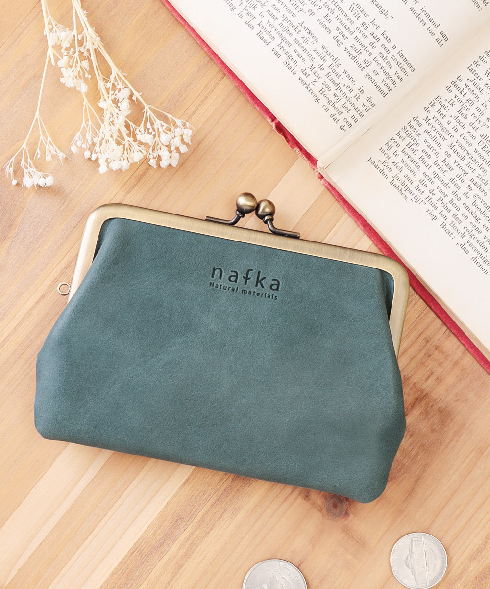 ナフカ nafka がま口 財布 レディース ミニ財布 本革 モストロレザー シンプル ナチュラル かわいい おしゃれ 折り財布 短財布 nafka ナフカ NFKー72005,ライトブルー