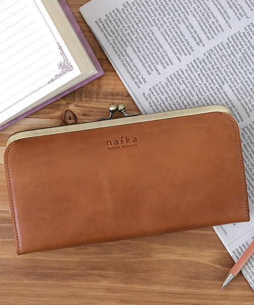 ナフカ nafka 財布 長財布 レディース がま口 本革 薄い ギャルソンウォレット 日本製 がま口財布 nafka ナフカ tuuli トゥーリ NFKー72001,キャメル